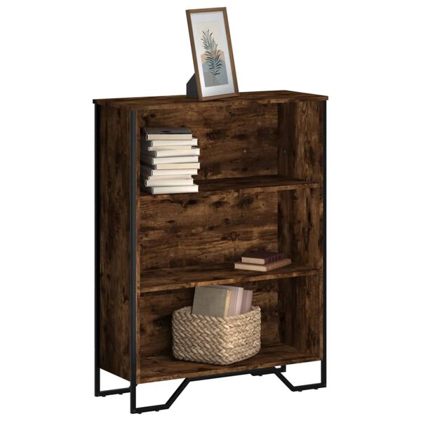 vidaXL Bookcase Smoked oak Engineered wood, metal Medium Bookcase