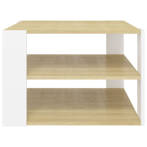 vidaXL Coffee Table Sonoma Oak and White Engineered Wood Square Modern