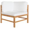 vidaXL Garden Lounge Set Cream Solid Teak Wood, Polyester Fabric Medium