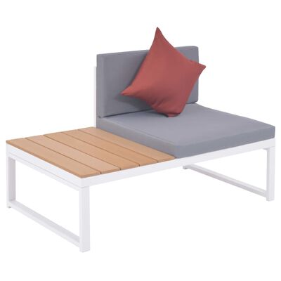 vidaXL 4 Piece Patio Corner Sofa Set with Cushions Aluminum and WPC