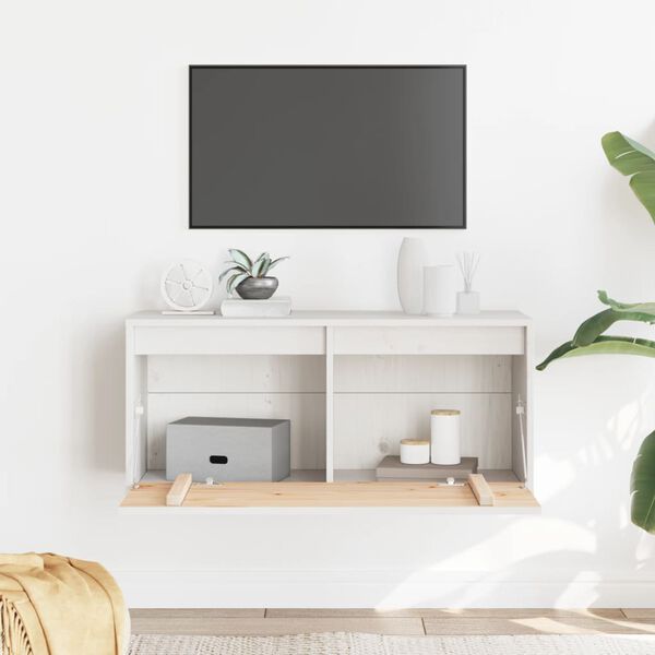 vidaXL Wall Cabinet White Solid Pinewood 31.5 x 11.8 x 13.8 in