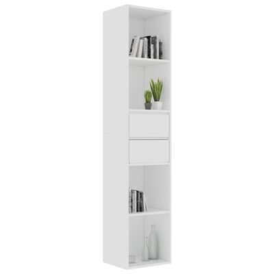 vidaXL Book Cabinet White 14.2"x11.8"x67.3" Chipboard