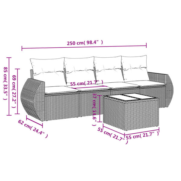 vidaXL Garden Sofa Set Brown, Cream White