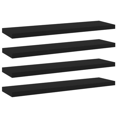 vidaXL Bookshelf Boards 4 pcs Black 15.7"x3.9"x0.6" Engineered Wood