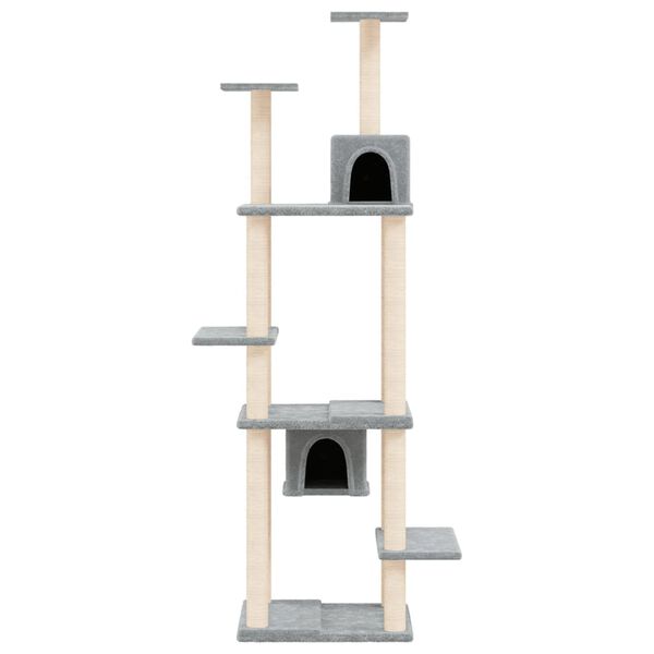 vidaXL Cat Tree Light Gray Engineered wood, plush, sisal Large Cat Tree