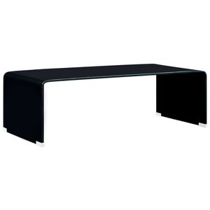 vidaXL Coffee Table Black Tempered Safety Glass 38.6 x 17.7 x 12.2 in