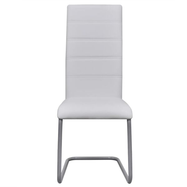 vidaXL Dining Chair Set of 4 White Faux leather, steel Standard Tough