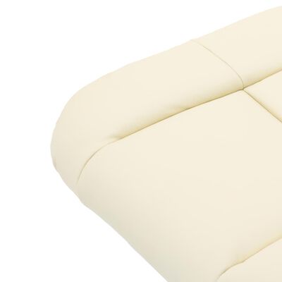 vidaXL Recliner with Ottoman Cream Faux Leather and Bentwood