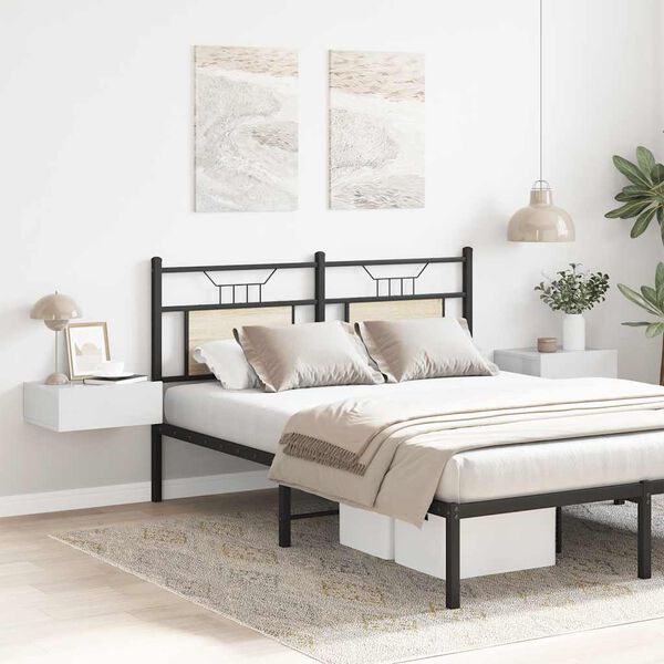 vidaXL Floating Nightstand Set of 2 High Gloss White Engineered wood