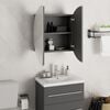 vidaXL Bathroom Cabinet Grey Engineered wood, glass, PVC, copper
