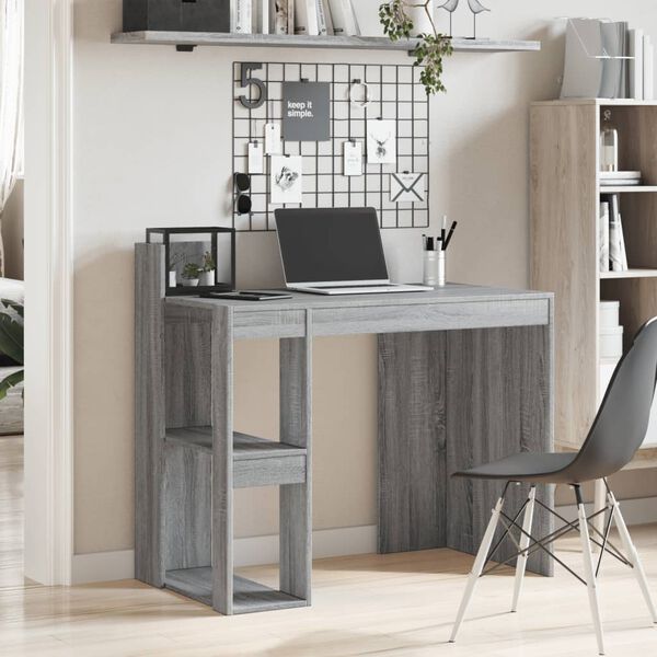 vidaXL Office Desk Grey sonoma Engineered wood Medium Office Desk