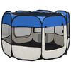 vidaXL Dog Playpen Blue and cream Polyester, steel 35.4 x 35.4 x 22.8 in