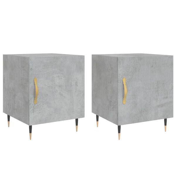 vidaXL Bedside Cabinet Set of 2 Concrete Grey Engineered Wood, Iron