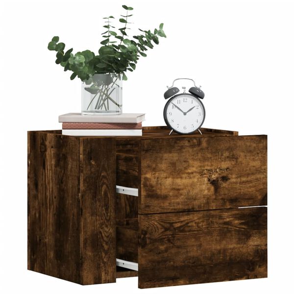 vidaXL Wall-mounted Bedside Cabinet Smoked Oak Engineered wood Small