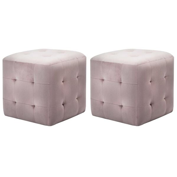 vidaXL Pouffe Pink Polyester, Wood 11.8 in x 11.8 in x 11.8 in Pouffe