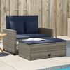 vidaXL Patio Sofa Grey and Navy Blue PE rattan and powder-coated steel