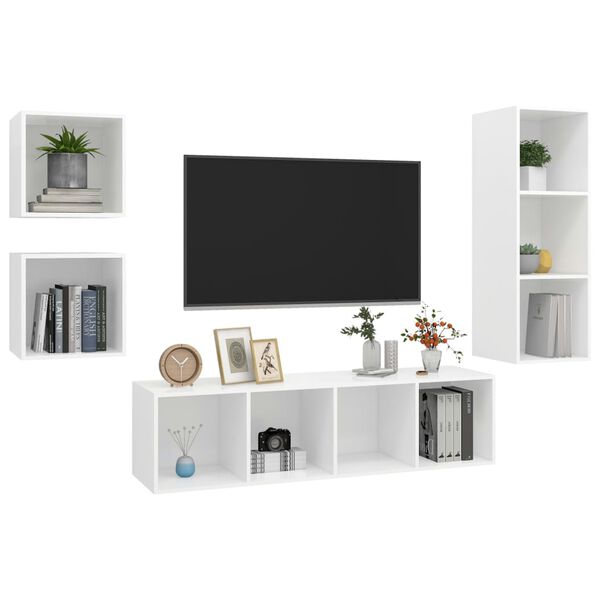vidaXL TV Cabinet Set White Engineered wood Standard TV Cabinet Set
