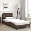 vidaXL Bed Frame without Mattress "Hvar" Brown 31.5"x78.7" Faux Leather