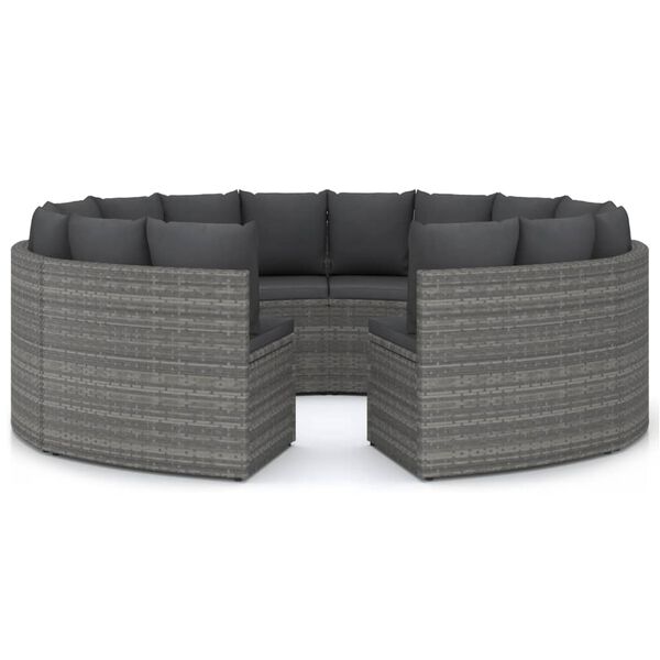 vidaXL 8 Piece Patio Sofa Set with Cushions Poly Rattan Gray