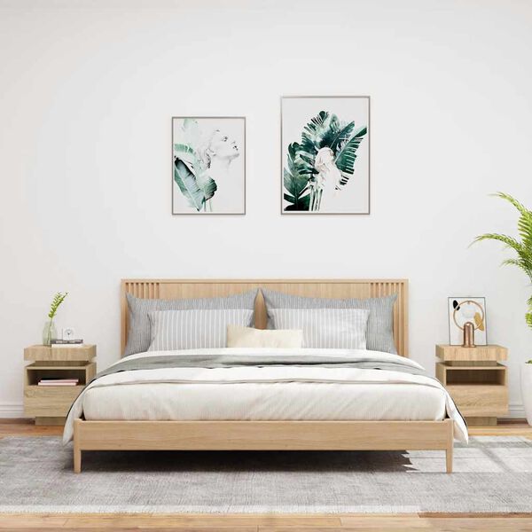 vidaXL Bedside Cabinet Set of 2 Sonoma oak Engineered wood Medium