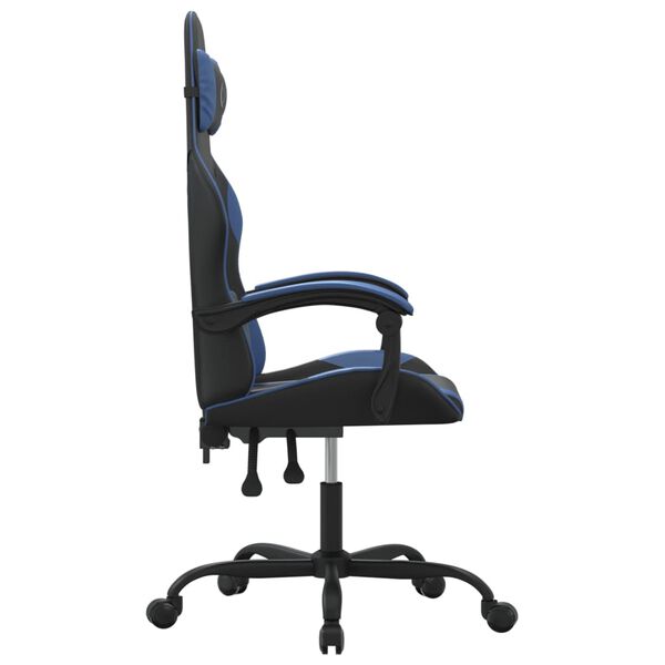vidaXL Gaming Chair Black and Blue Faux leather, Metal, Plywood Medium