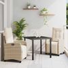 vidaXL Garden Dining Set with Cushion 3 pcs Beige Poly Rattan