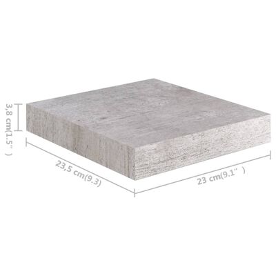vidaXL Floating Wall Shelves 2 pcs Concrete Gray 9.1"x9.3"x1.5" MDF