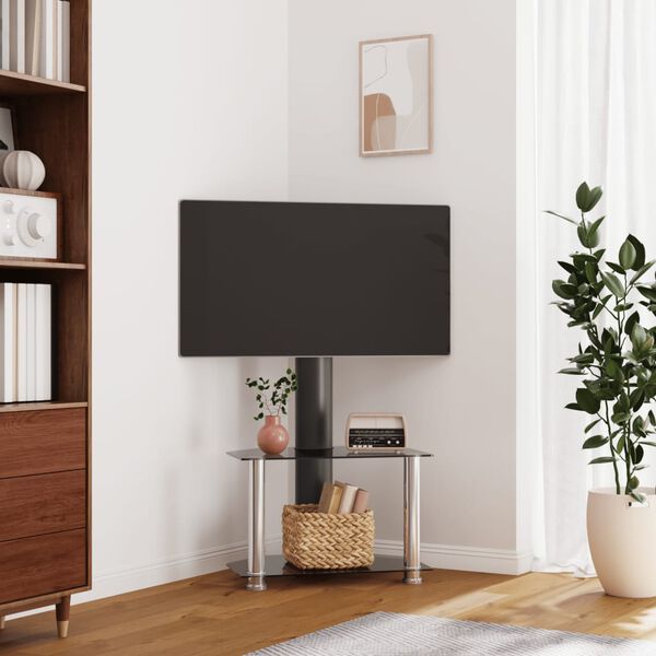 vidaXL Corner TV Stand Black and Silver