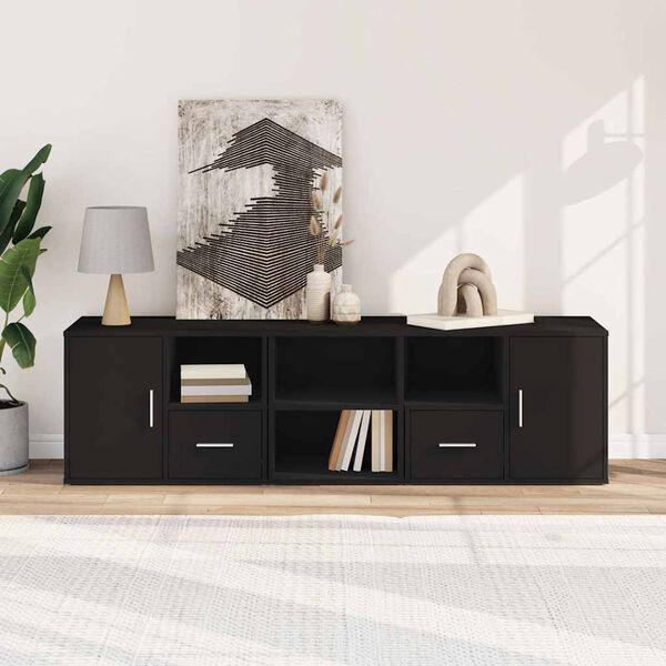 vidaXL Corner Cabinet Black Engineered wood 63 x 15.7 x 17.7 in
