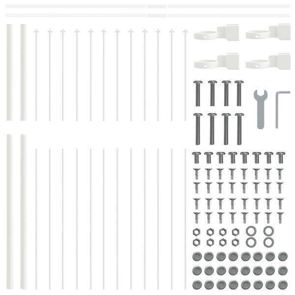 vidaXL Garden Fence White 5.58 x 4.92 ft Powder-coated Steel