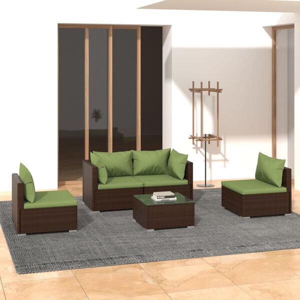 vidaXL Garden Lounge Set Brown PE rattan Medium Modular