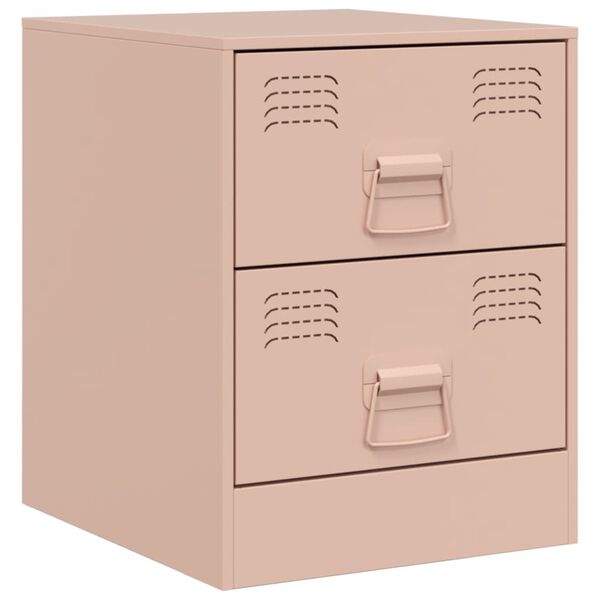 vidaXL Bedside Cabinet Pink Steel Medium Bedside Cabinet Rectangular