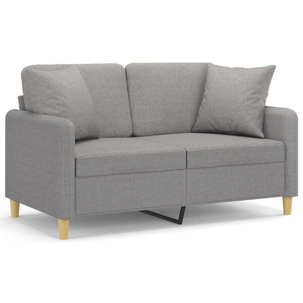 vidaXL 2-Seater Sofa with Pillows&Cushions Light Gray 47.2" Fabric