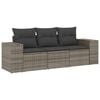 vidaXL Garden Sofa Set Grey PE rattan, powder-coated steel, polyester