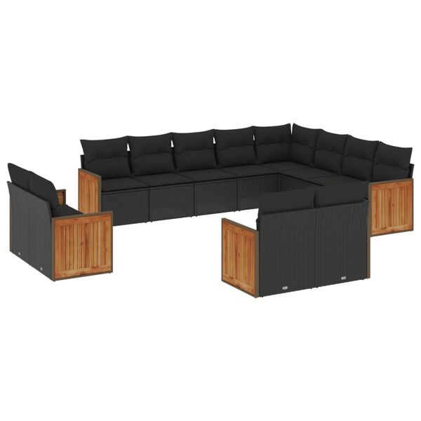 vidaXL Garden Sofa Set Black