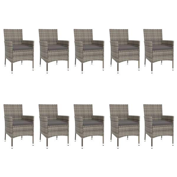 vidaXL Garden Dining Set Grey Poly rattan Large Durable