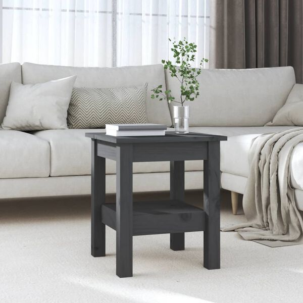 vidaXL Coffee Table Grey Solid pine wood Small Coffee Table Square
