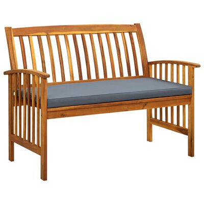 vidaXL Patio Bench with Cushion 46.9" Solid Acacia Wood