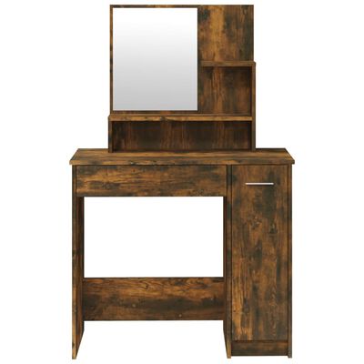 vidaXL Dressing Table with Mirror Smoked Oak 34.1"x13.8"x53.5"