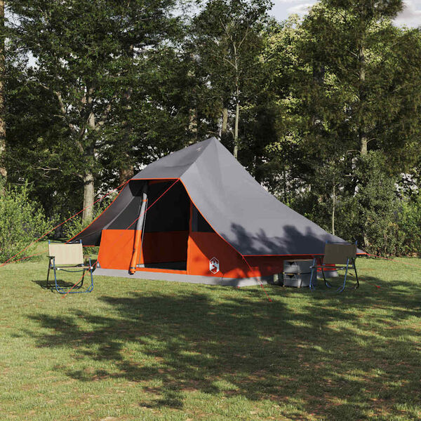 vidaXL Tipi Tent Grey and Orange 143.31 x 110.63 x 101.18 in Taffeta