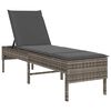 vidaXL Sun Lounger with Cushion Grey 55x200x44cm Poly Rattan