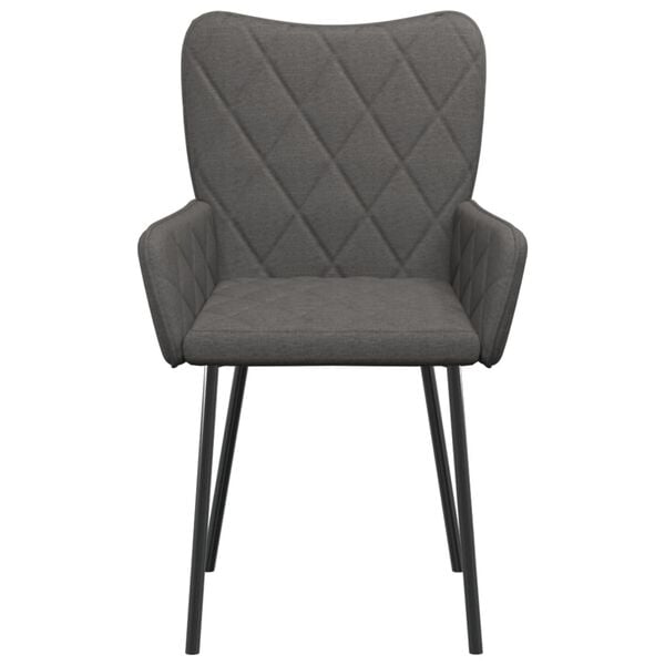 vidaXL Dining Chair Set of 2 Dark Grey Polyester, Metal, Plywood, Foam