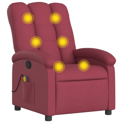 vidaXL Massage Recliner Chair Wine Red Fabric