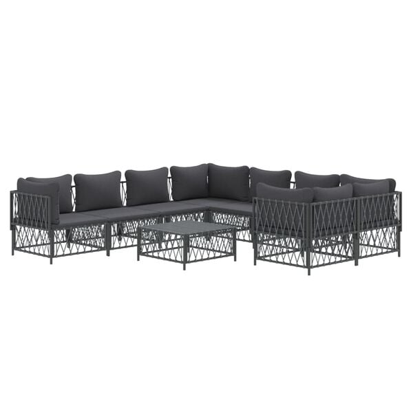 vidaXL Garden Lounge Set Anthracite Woven fabric 9 Piece Modular
