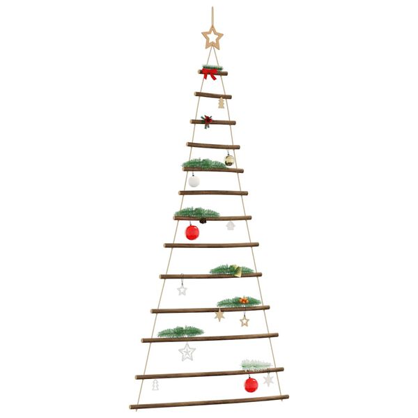 vidaXL&nbsp;Hanging Christmas Tree with Top Star 33.9x70.9" Natural Branch