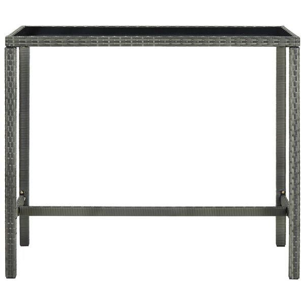vidaXL Garden Bar Set Grey PE rattan, powder-coated steel, tempered glass