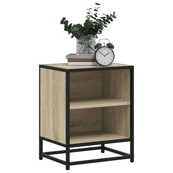 vidaXL Bedside Cabinet Set of 2 Sonoma Oak Engineered Wood, Metal