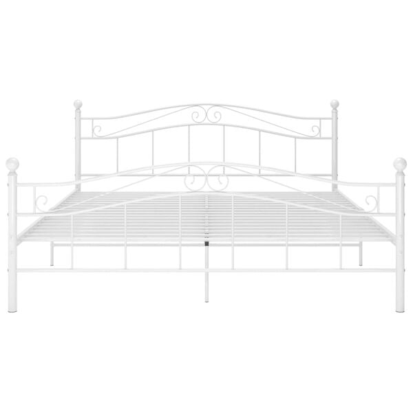 vidaXL Bed Frame White Powder-coated metal Double Durable Bed Frame