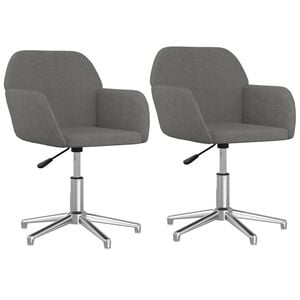 vidaXL Swivel Dining Chairs 2 pcs Light Gray Fabric