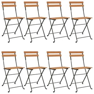 vidaXL Folding Bistro Chairs 8 pcs Solid Wood Teak and Steel